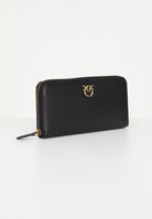 PINKO Portafogli zip-around in morbida pelle mano seta nero da donna 100250A0F1 Z99Q PINKO 