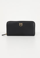 PINKO Portafogli zip-around in morbida pelle mano seta nero da donna 100250A0F1 Z99Q PINKO 