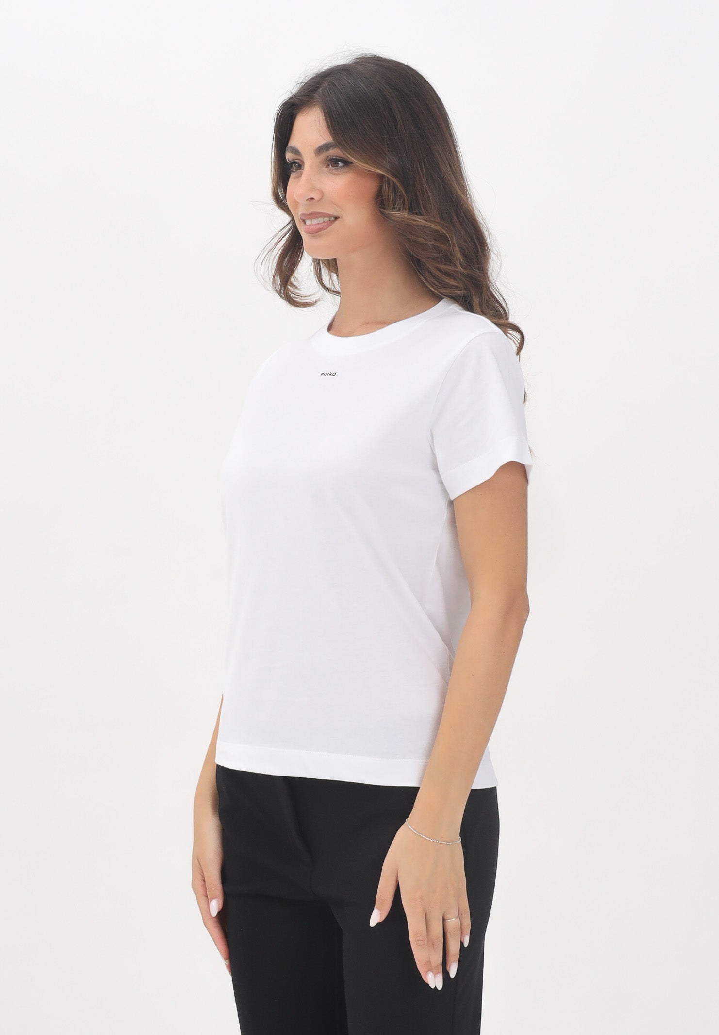 PINKO T-shirt a manica corta bianca da donna con logo 100373A2RE Z04 PINKO 