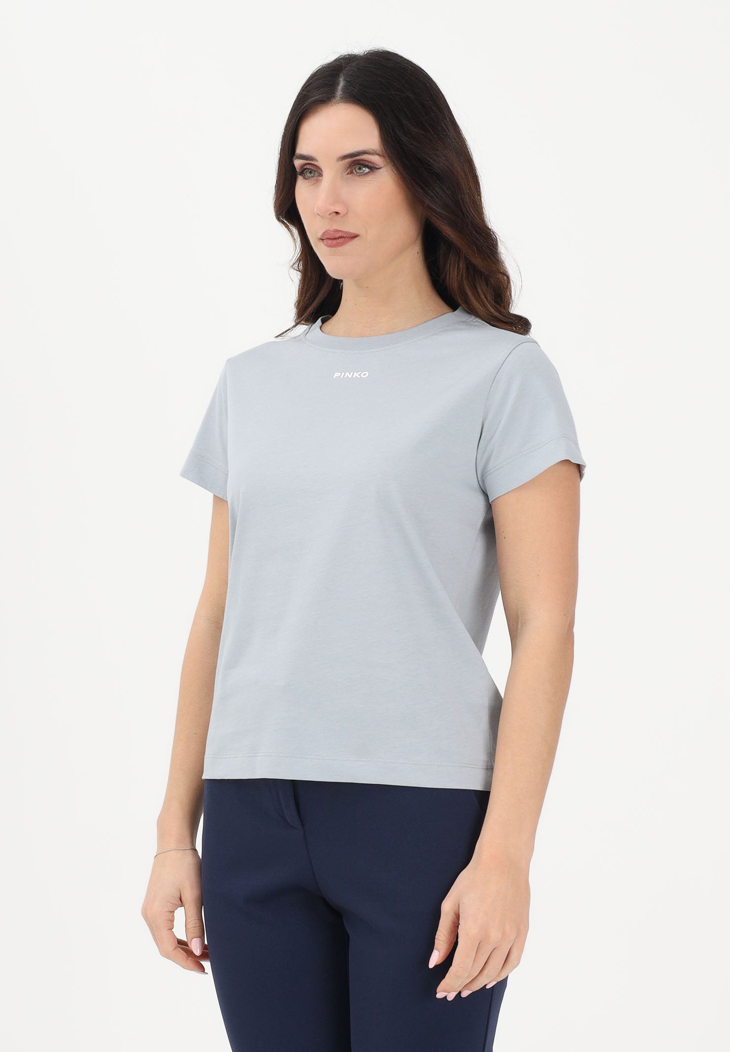 PINKO T-shirt a manica corta azzurro arona da donna con logo 100373A34F E87 PINKO 