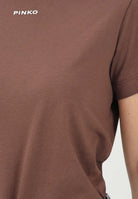 PINKO T-shirt a manica corta marrone da donna con logo 100373A34F L78 PINKO 