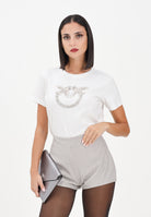 PINKO T-shirt a manica corta bianca da donna con logo Love Birds 100535A2RN Z05 PINKO 