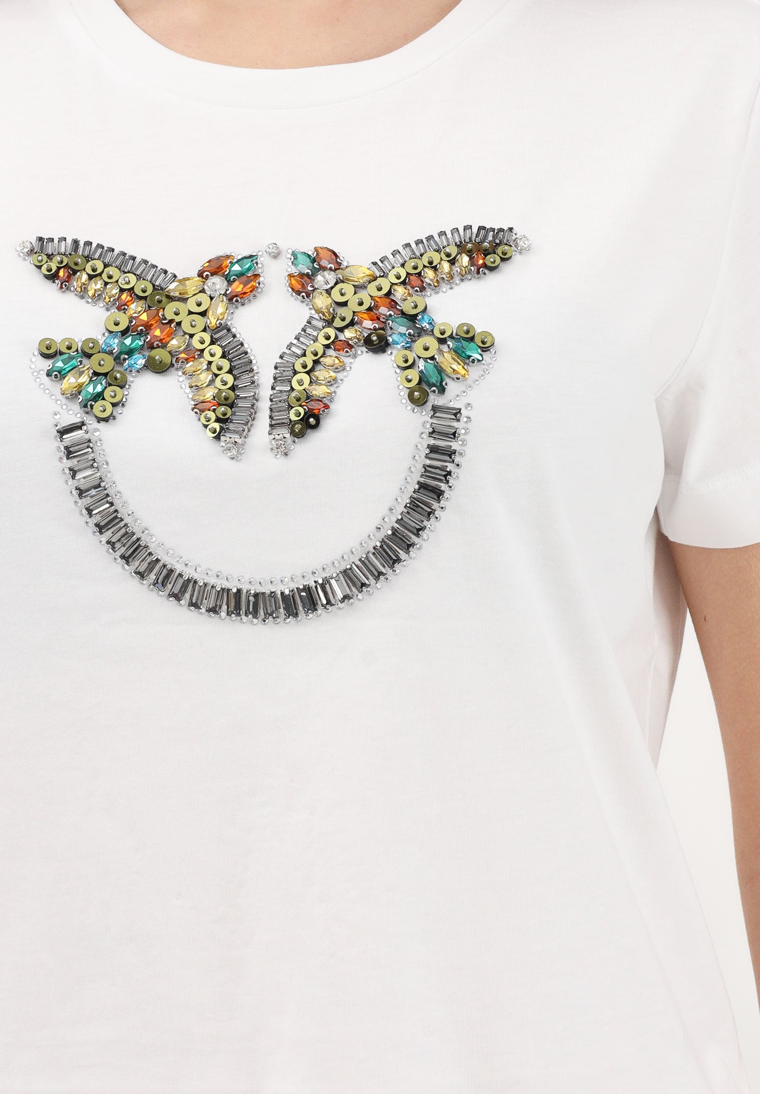 PINKO T-shirt a manica corta bianca da donna con logo Love Birds 100535A33F Z05 PINKO 