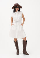 PINKO Abito chemisier bianco da donna con cintura 103111A2LD Z05 PINKO 