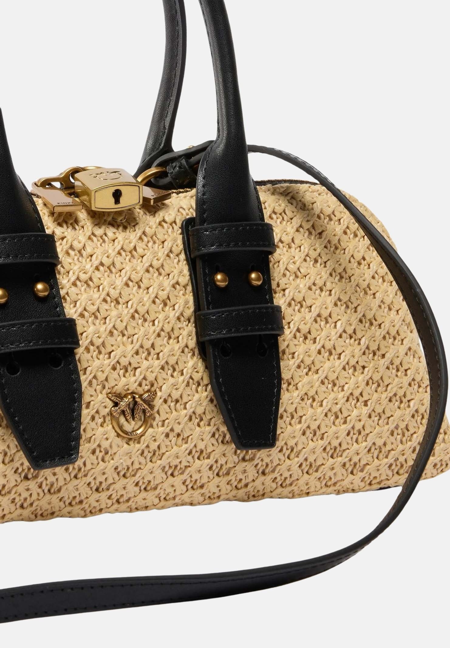 PINKO Borsa a mano Escape Bag Horizontal beige e nera da donna 105334A1RL C24Q PINKO 
