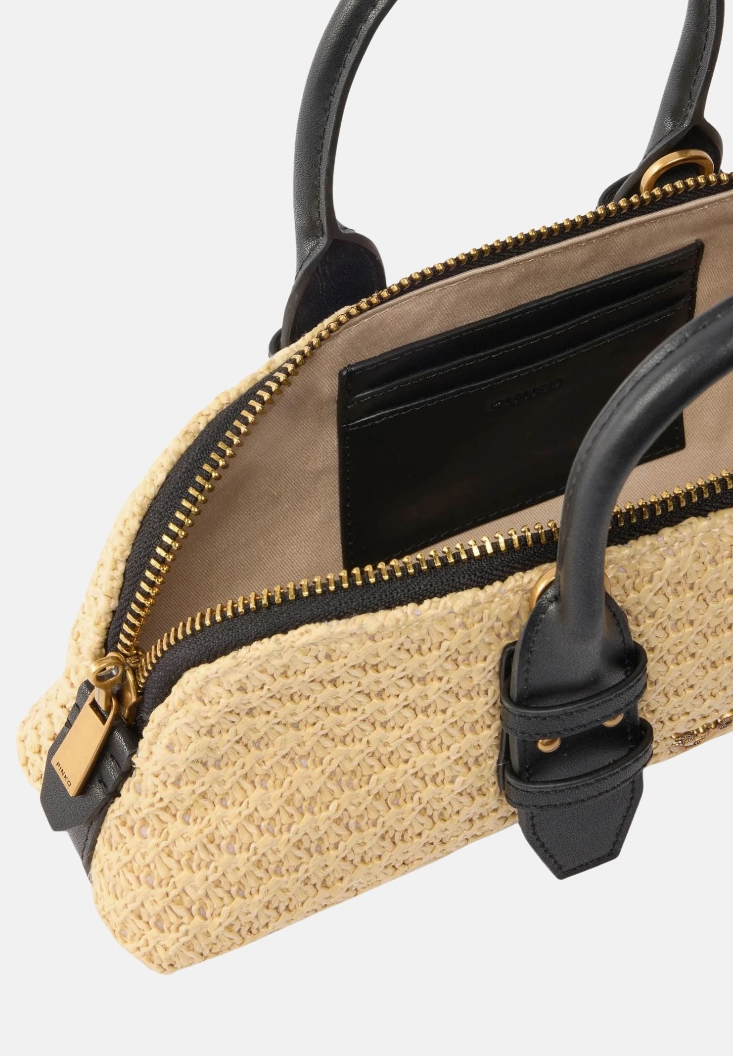 PINKO Borsa a mano Escape Bag Horizontal beige e nera da donna 105334A1RL C24Q PINKO 