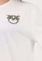 PINKO T-shirt a manica corta bianca da donna con logo Love Birds 105526A33F Z05 PINKO 