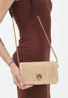 PINKO Pochette Love Bag Click Soft Horizontal Mini in rafia beige da donna 106023A391 C24Q PINKO 