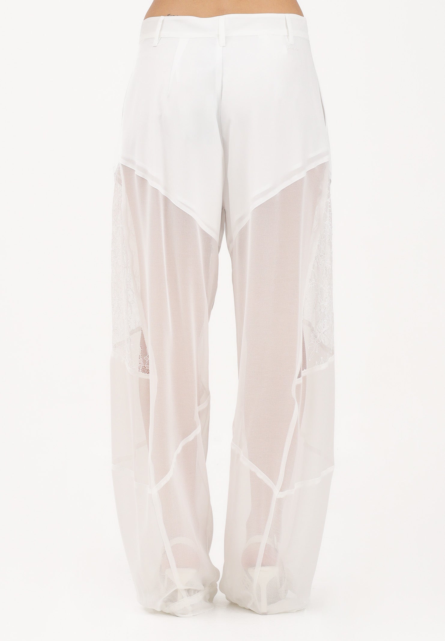 PINKO Pantalone elegante bianco da donna con inserti in pizzo 106275A336 Z05 PINKO 