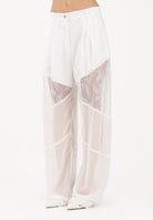 PINKO Pantalone elegante bianco da donna con inserti in pizzo 106275A336 Z05 PINKO 