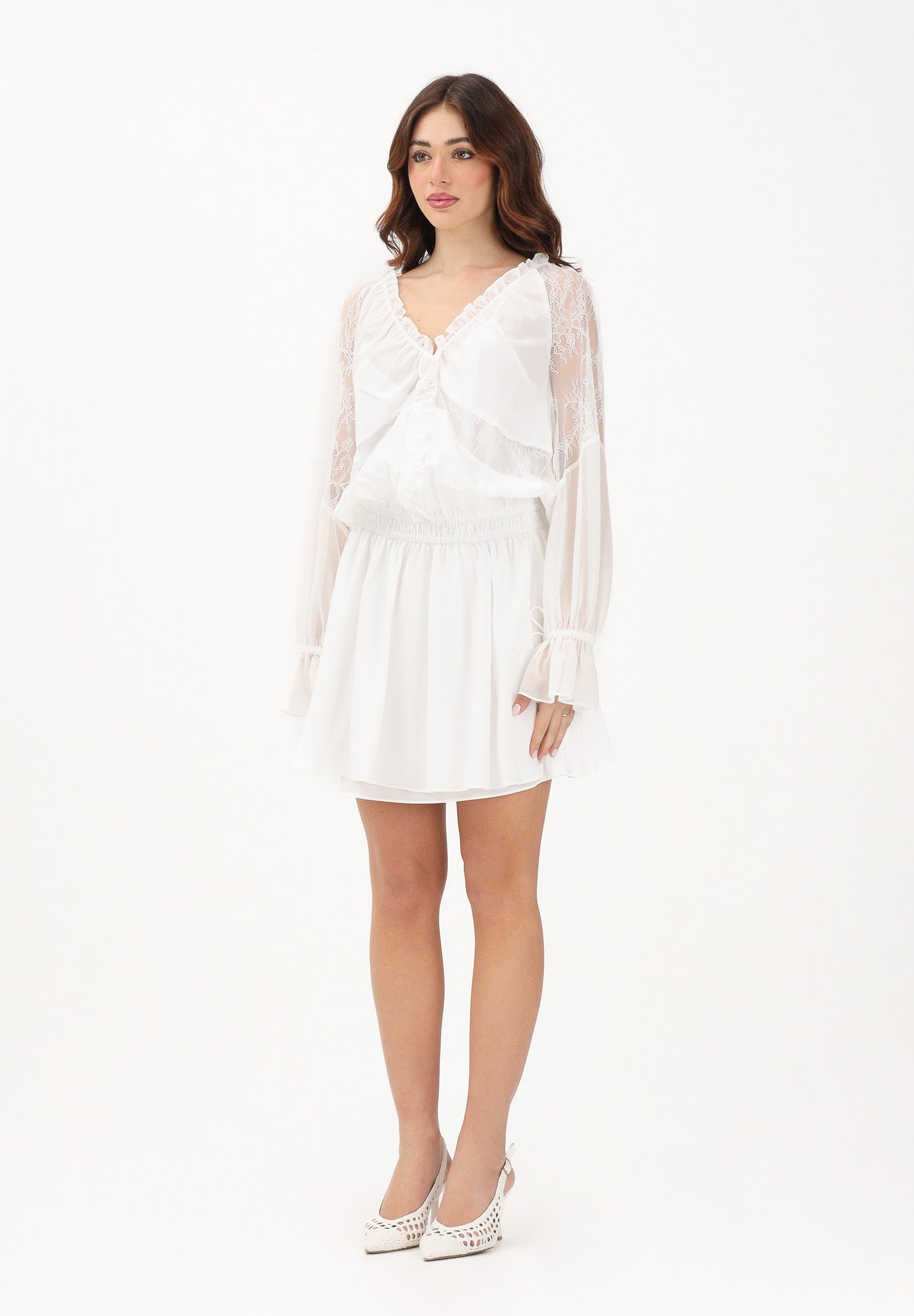 PINKO Abito corto bianco da donna in chiffon leggero 106293A336 Z05 PINKO 