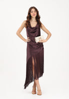 PINKO Abito midi bordeaux da donna in satin con frange 106430A33D R57 PINKO 