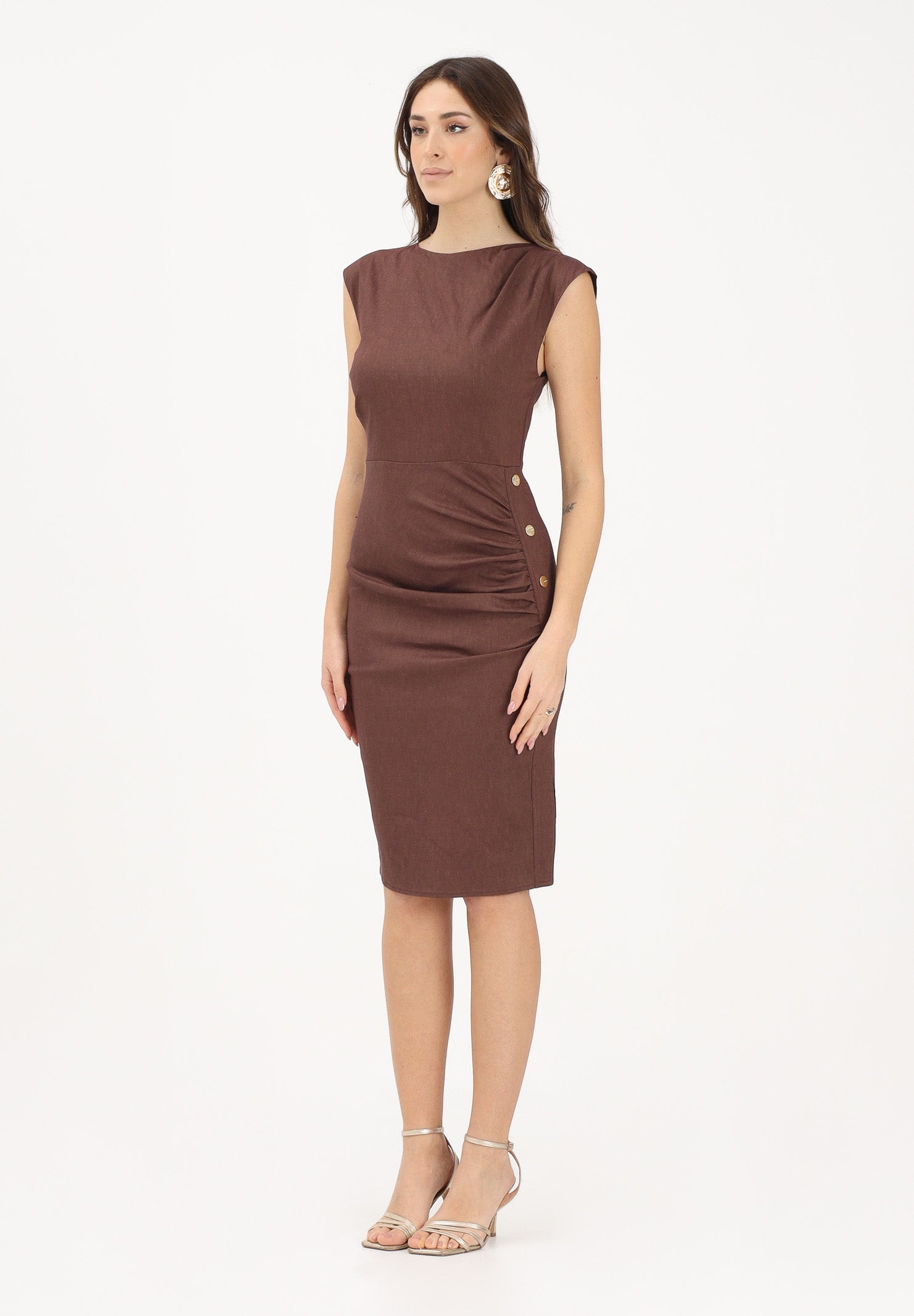PINKO Abito midi marrone da donna in lino 106521A34I L78 PINKO 