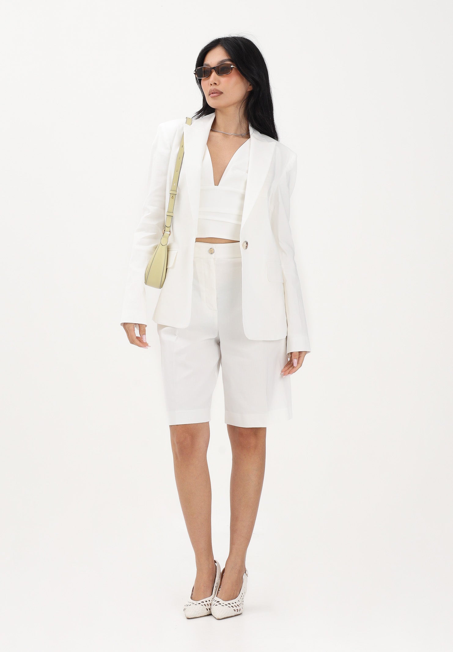 PINKO Bermuda bianco da donna con piega stirata 106594A34I Z05 PINKO 