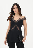 PINKO Top nero da donna con inserti in pizzo 106623A385 Z99 PINKO 