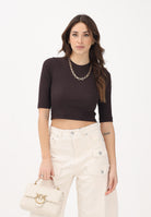PINKO Maglia a manica corta marrone da donna con catena 106635A32C M28 PINKO 