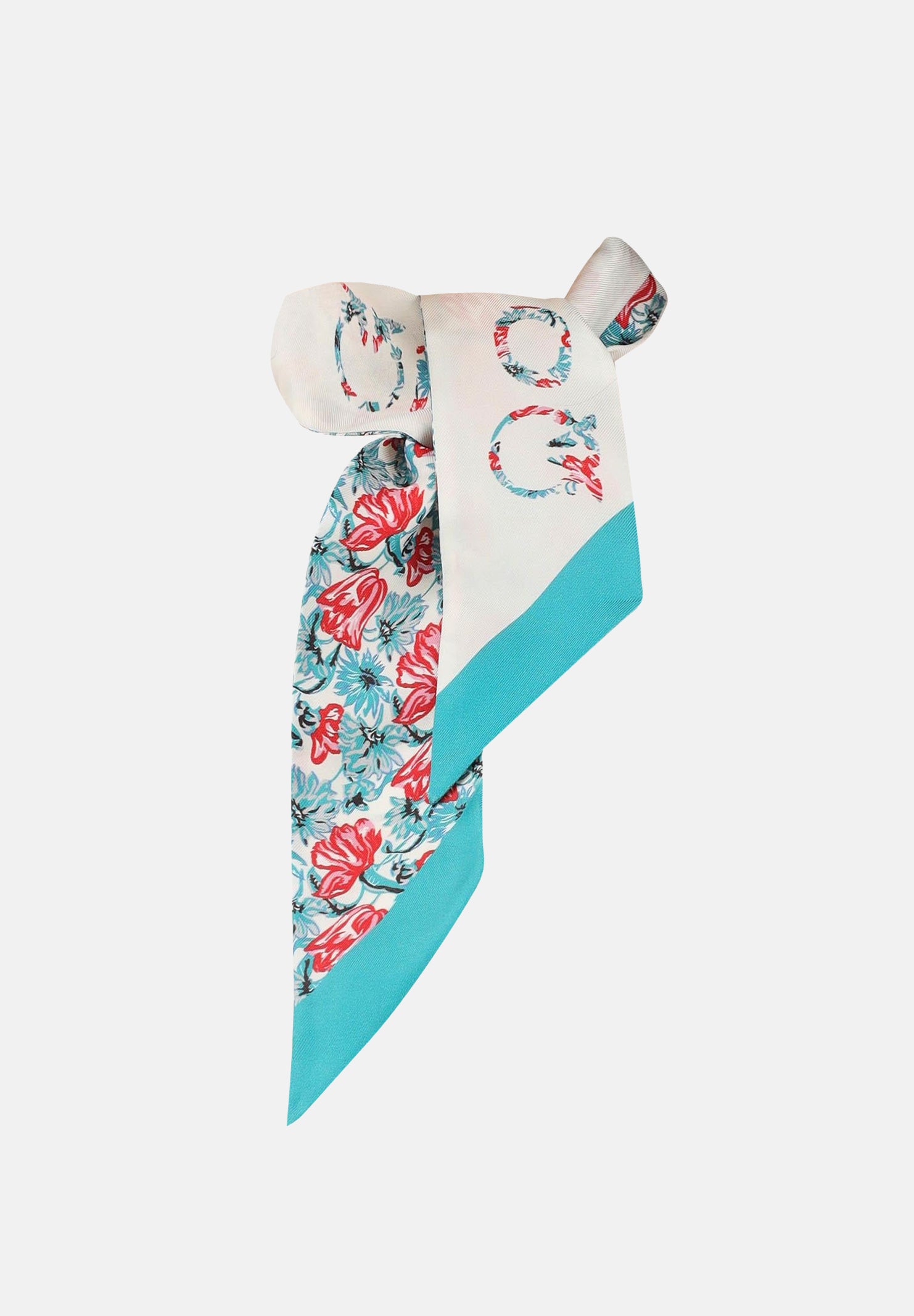 PINKO Foulard POGO panna e turchese da donna impreziosito da stampa floreale 106653A38I DS3 PINKO 