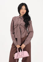 PINKO Camicia a manica lunga marrone da donna con motivo a righe 106672A33Q LN1 PINKO 