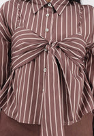 PINKO Camicia a manica lunga marrone da donna con motivo a righe 106672A33Q LN1 PINKO 