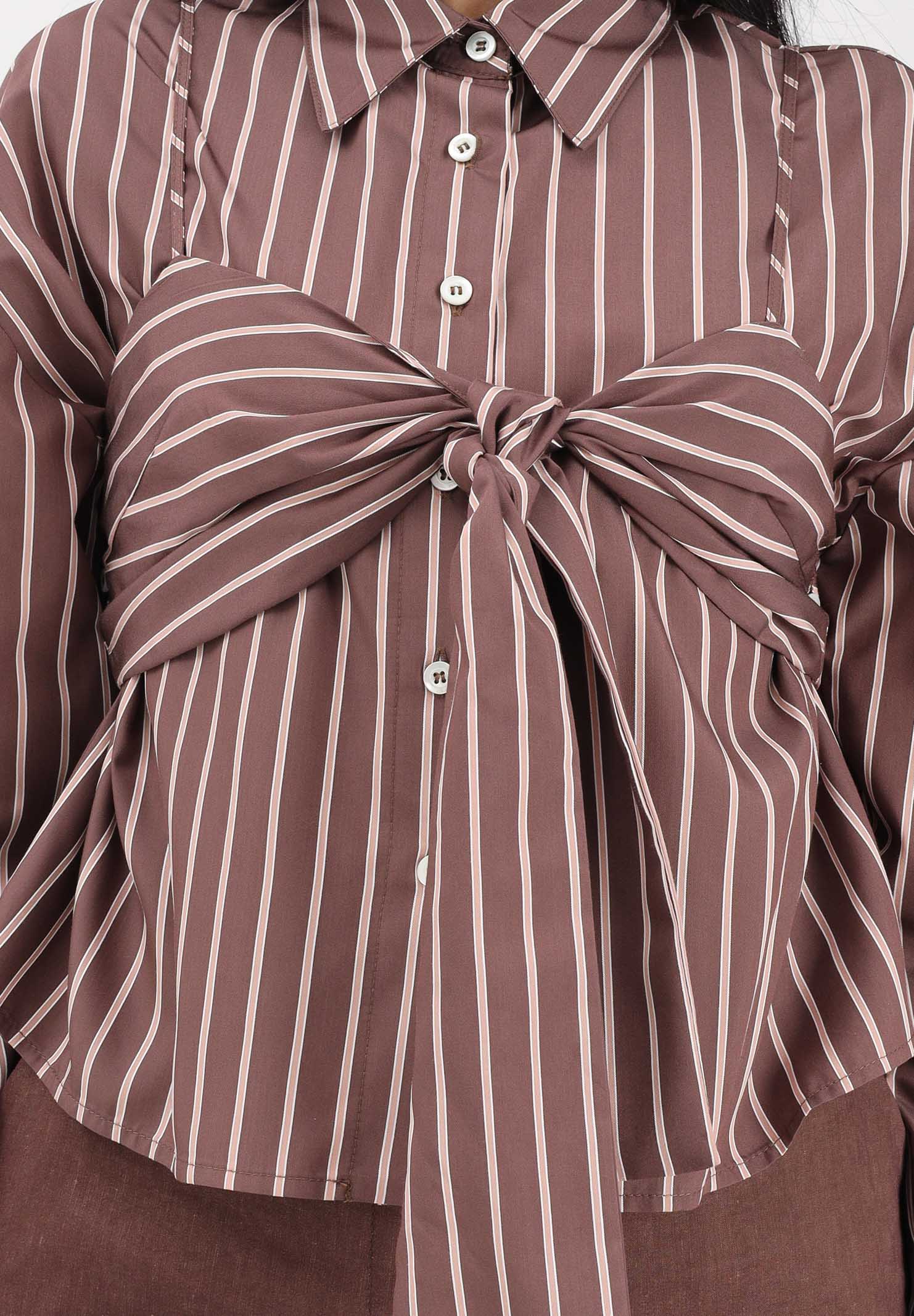 PINKO Camicia a manica lunga marrone da donna con motivo a righe 106672A33Q LN1 PINKO 