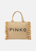 PINKO Borsa a mano in rafia beige da donna con logo 106673A39Y HZ3Q PINKO 