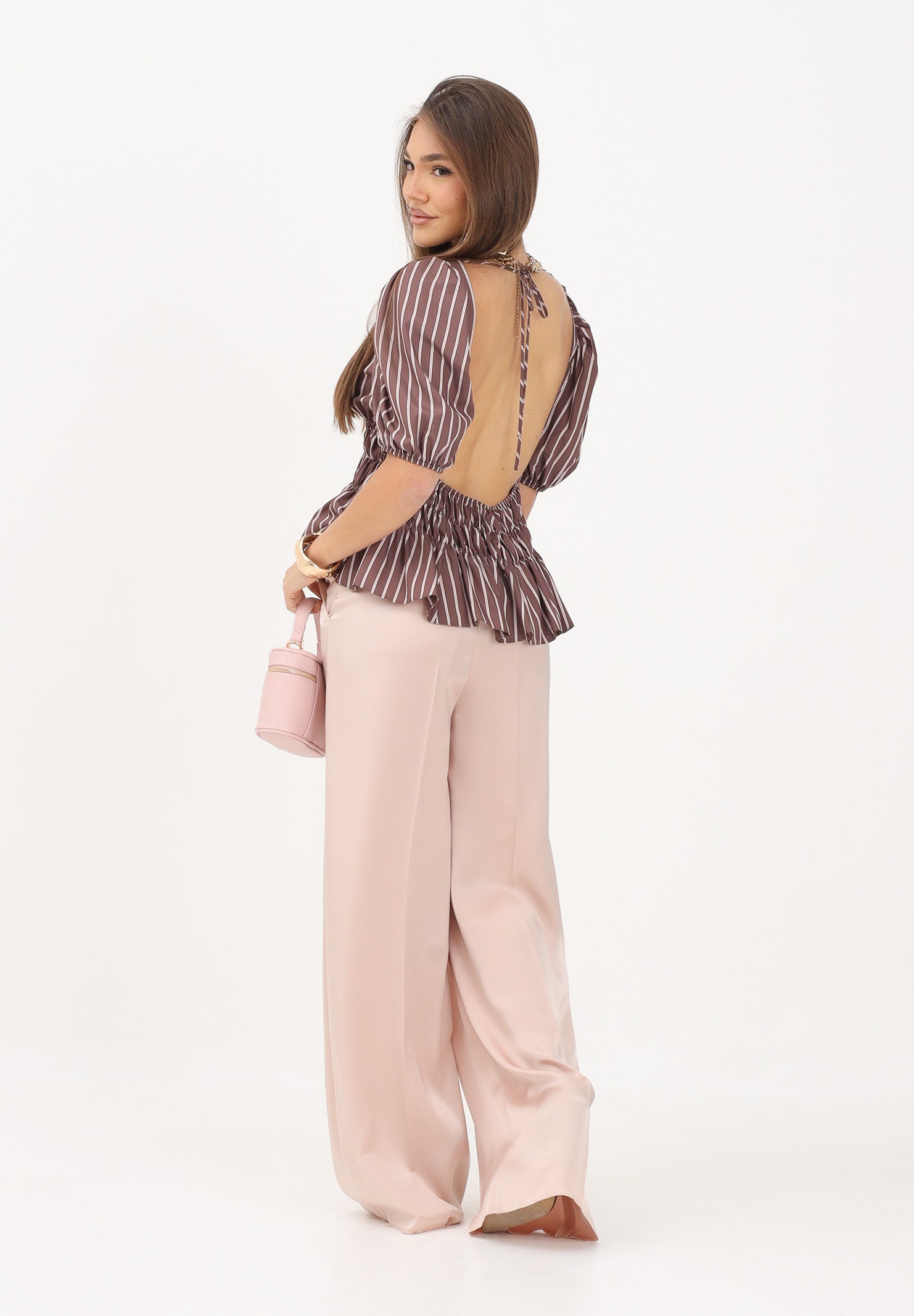 PINKO Top camicia Janette in multicolore marrone-rosa, colore marrone da donna 106674A33QLN1 LN1 PINKO 