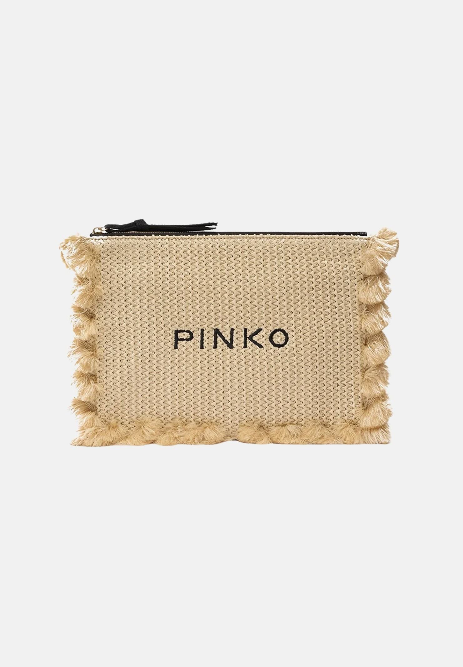 PINKO Pochette beige da donna in rafia con logo 106718A39Y HZ3Q PINKO 