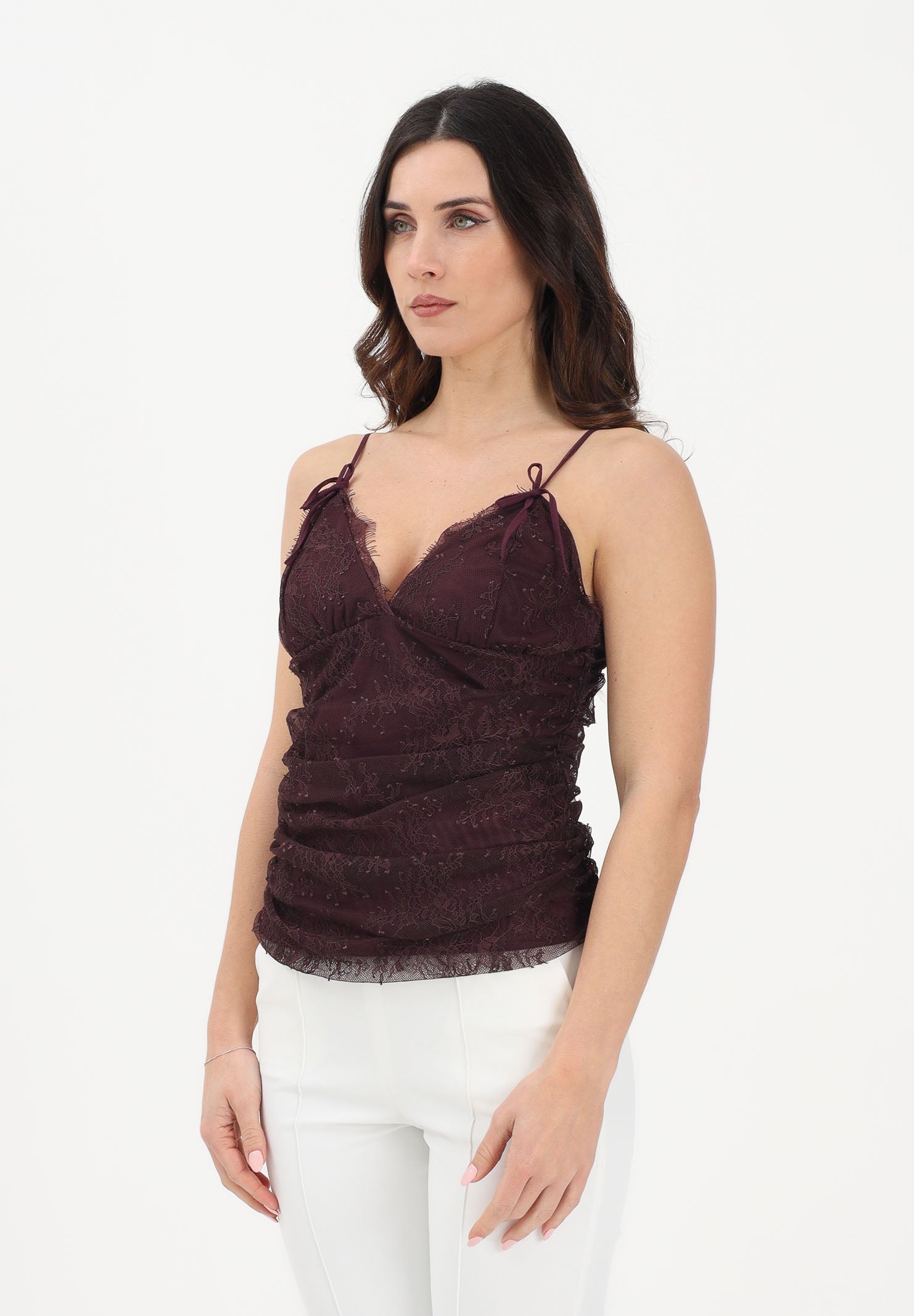 PINKO Top elegante Fragola bordeaux da donna 106726A378 R57 PINKO 
