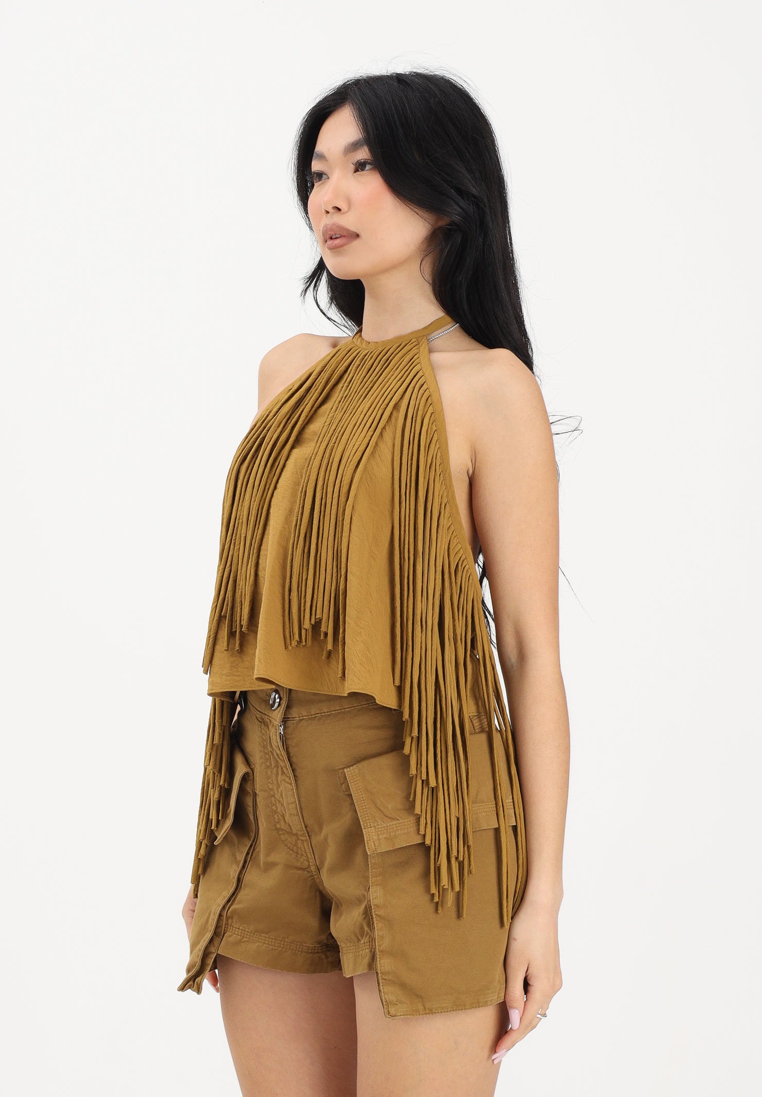 PINKO Top halter kiwi da donna con frange 106794A3AY L25 PINKO 