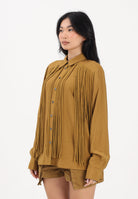 PINKO Camicia a manica lunga kiwi da donna con frange 106824A3AY L25 PINKO 