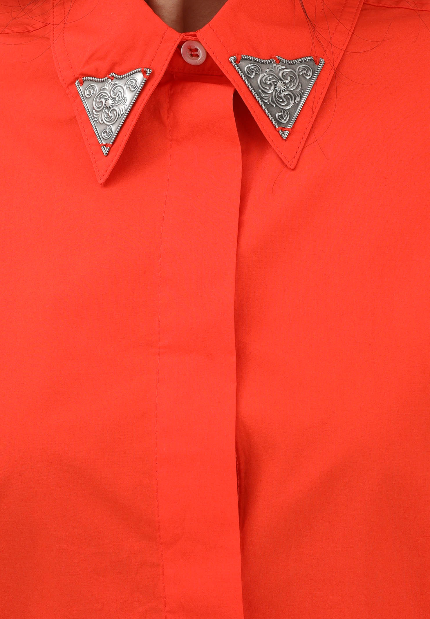 PINKO Camicia a manica corta arancione da donna con dettaglio gioiello 106826A2LD A99 PINKO 