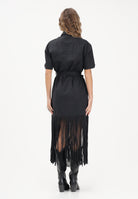 PINKO Abito midi chemisier nero da donna con frange 106827A2LD Z99 PINKO 