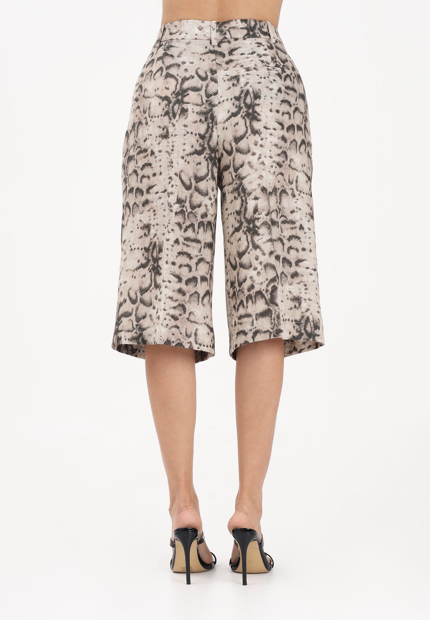 PINKO Bermuda beige da donna con stampa animalier 106870A3BL CZ9 PINKO 