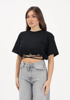 PINKO T-shirt a manica corta nera da donna con applicazioni metalliche 106907A3AR Z99 PINKO 