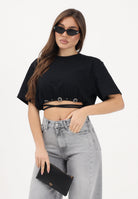 PINKO T-shirt a manica corta nera da donna con applicazioni metalliche 106907A3AR Z99 PINKO 