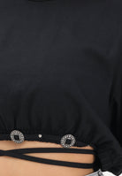 PINKO T-shirt a manica corta nera da donna con applicazioni metalliche 106907A3AR Z99 PINKO 
