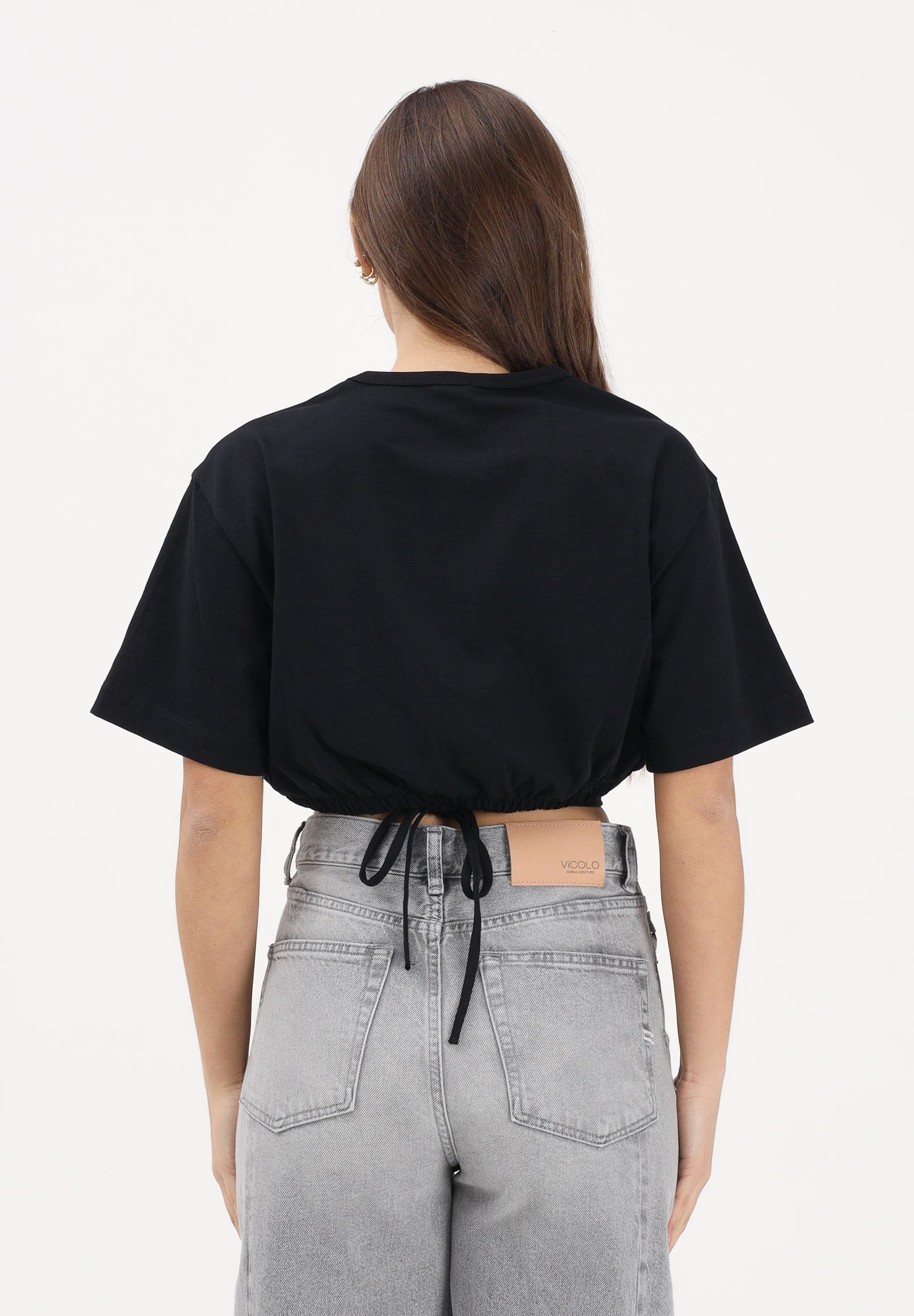 PINKO T-shirt a manica corta nera da donna con applicazioni metalliche 106907A3AR Z99 PINKO 