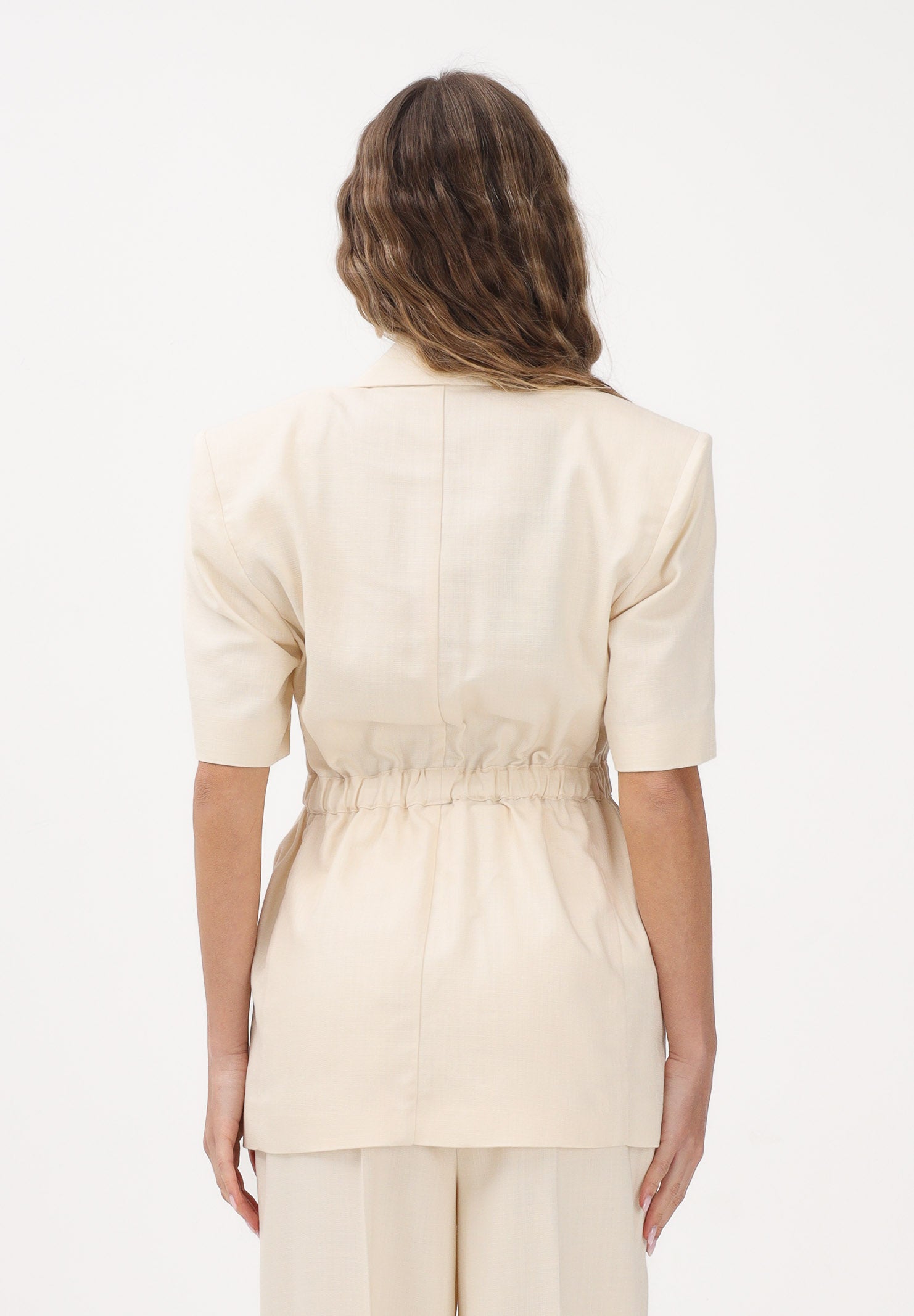 PINKO Giacca a manica corta panna da donna con vita elasticizzata<BR/> 106912A2W6 C00 PINKO 