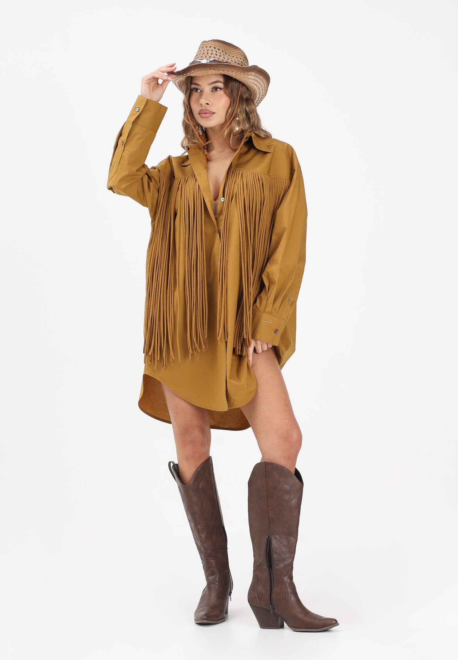 PINKO Abito corto kiwi da donna con frange 106971A2LD L25 PINKO 