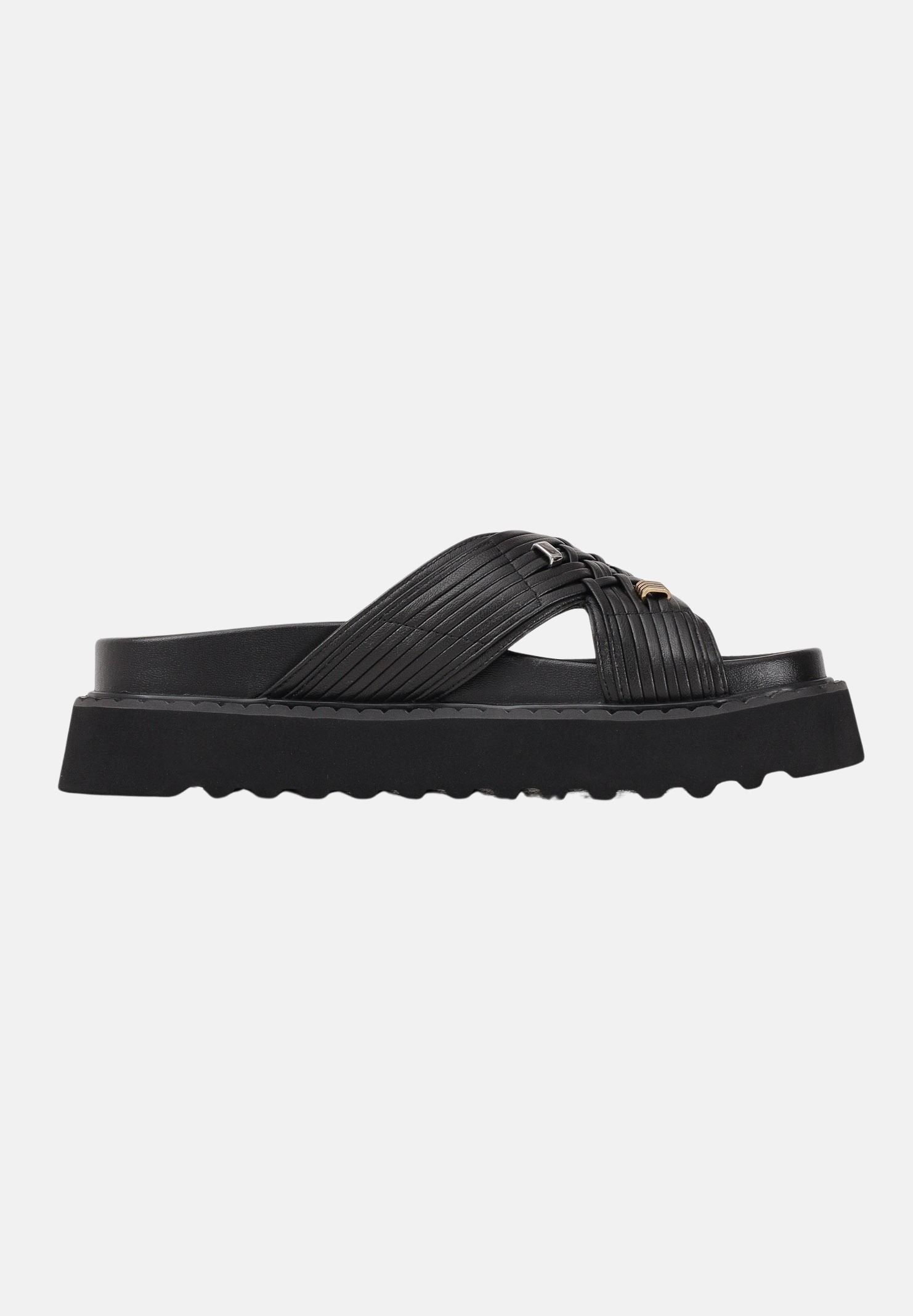 PINKO Ciabatte nere da donna in nappa intrecciata con anelli metallici SD0537P003Z99 Z99 PINKO 