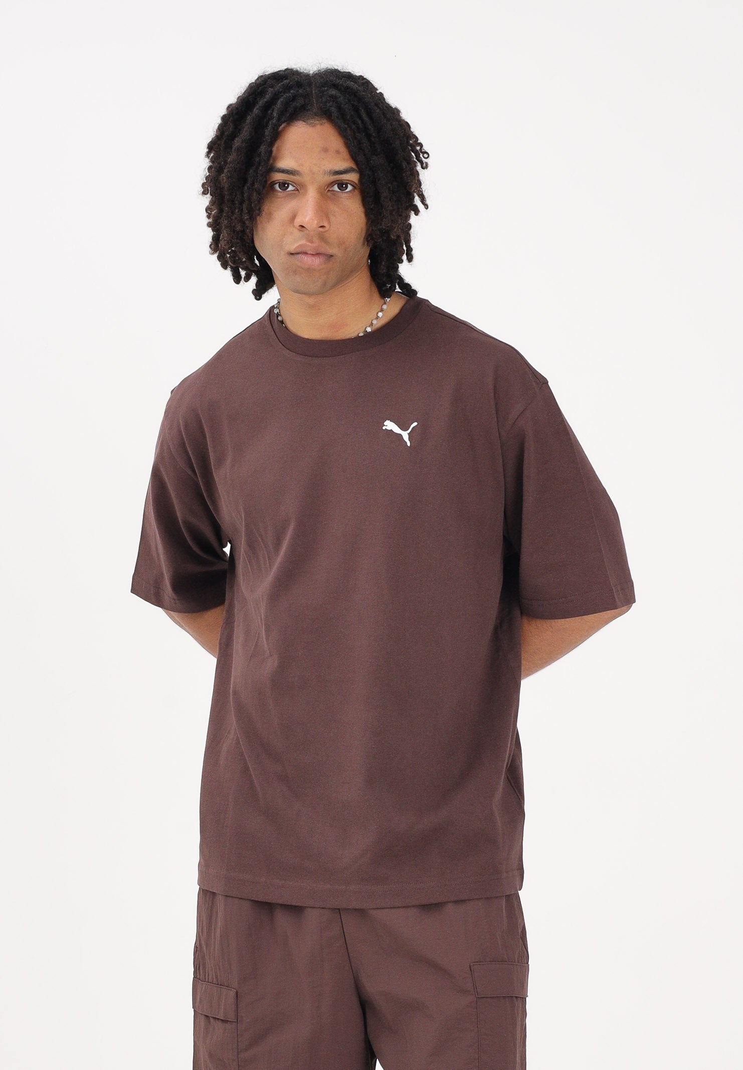PUMA T-shirt a manica corta WARDROBE ESS marrone da uomo 629645 31 PUMA 