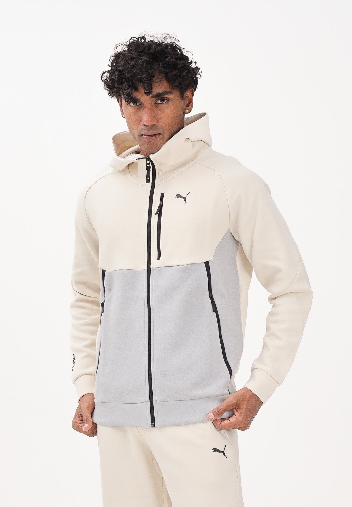 PUMA Felpa con zip PUMATECH panna da uomo 629674 91 PUMA 