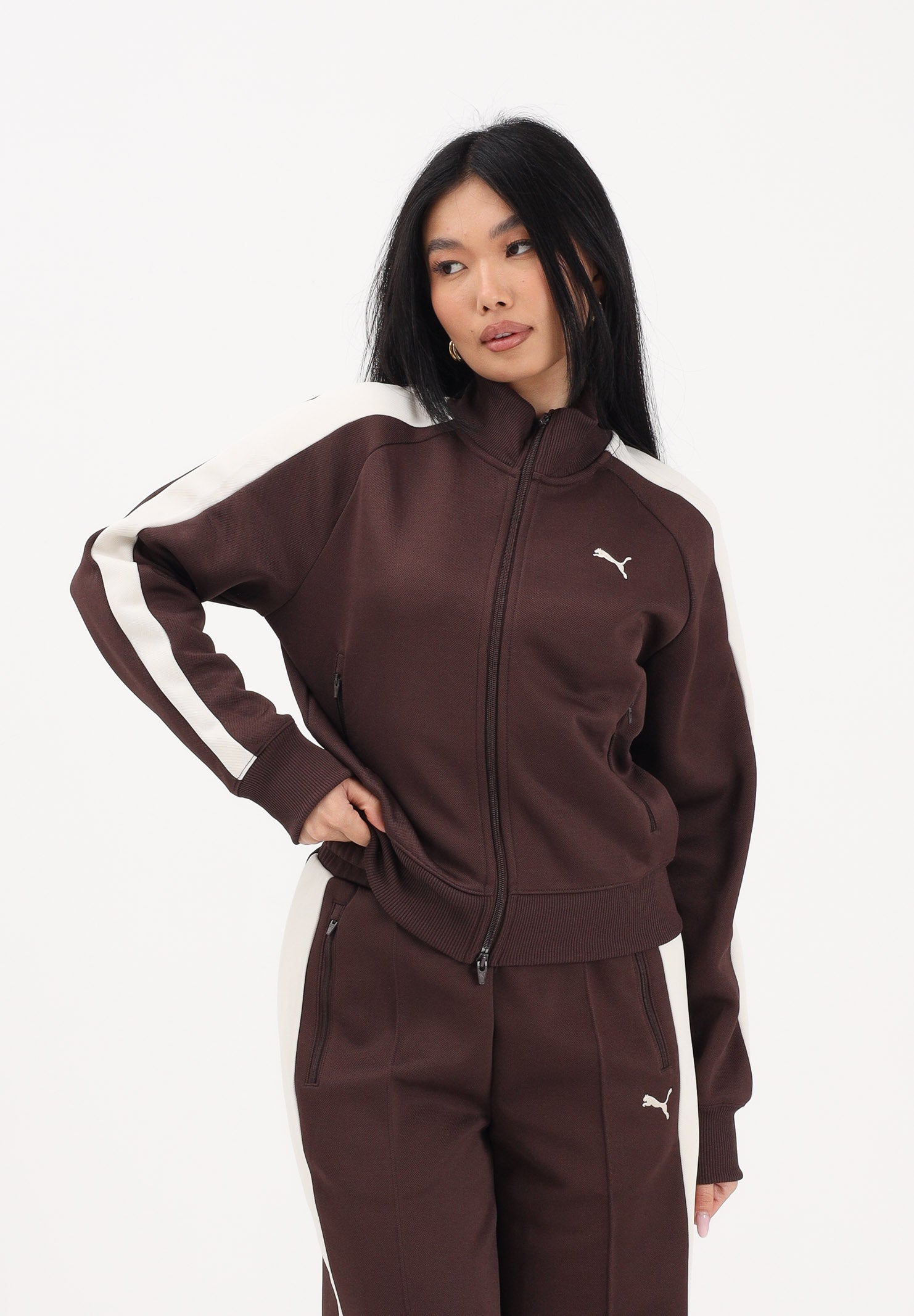 PUMA Felpa con zip T7 ALWAYS ON marrone da donna 629796 31 PUMA 