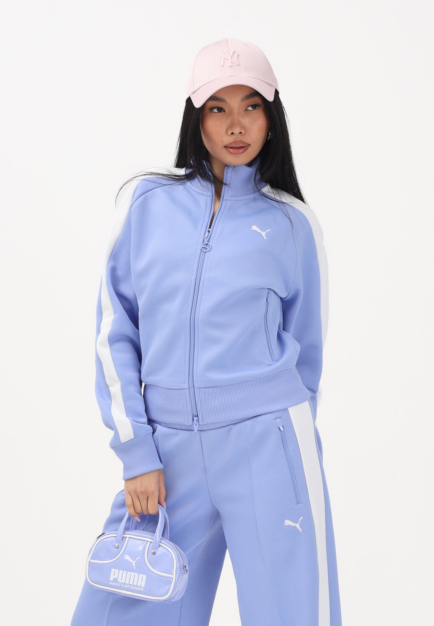 PUMA Felpa con zip T7 ALWAYS ON azzurro polvere da donna 629796 60 PUMA 