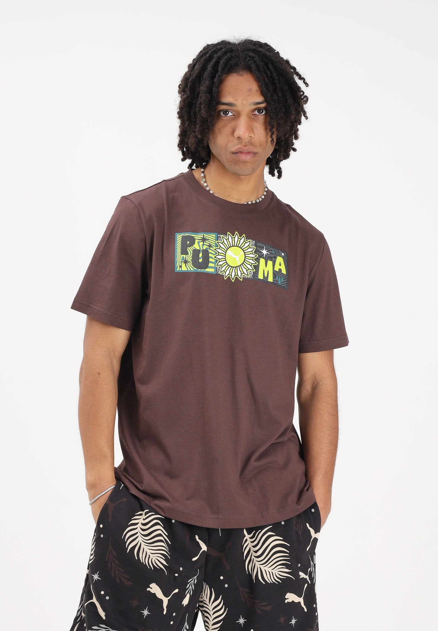 PUMA T-shirt a manica corta Sunset Drive marrone da uomo 634394 31 PUMA 