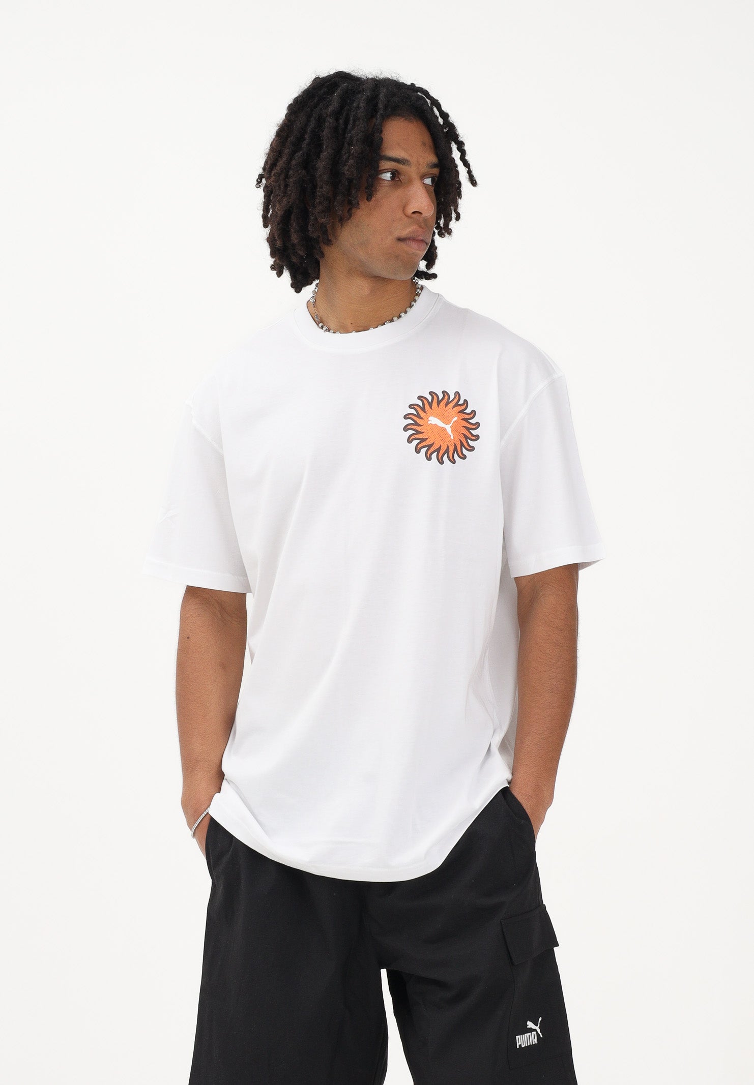 PUMA T-shirt a manica corta Sunset Drive bianca da uomo 634395 02 PUMA 