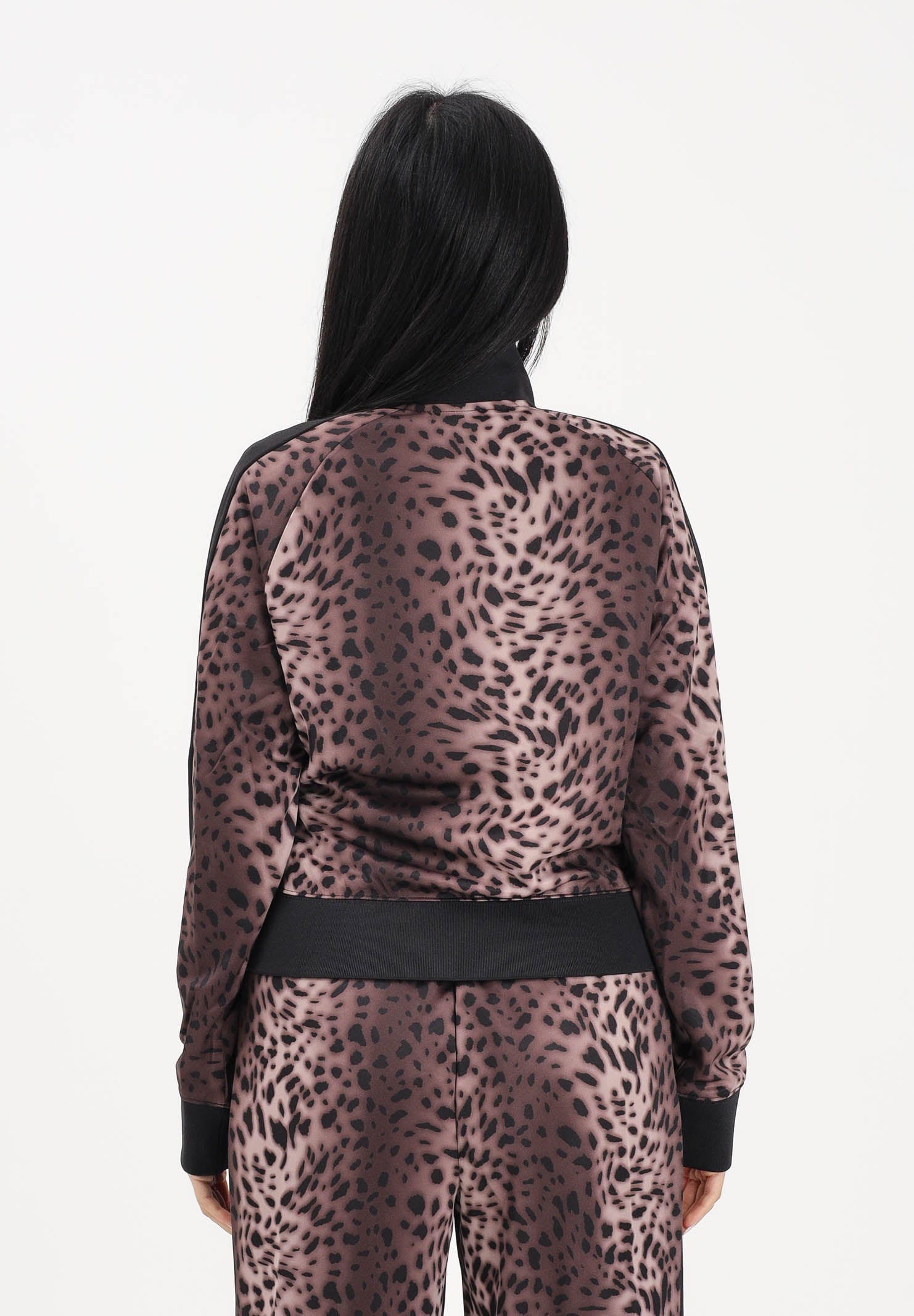 PUMA Felpa con zip T7 Leo Luxe marrone e nera da donna 634563 01 PUMA 