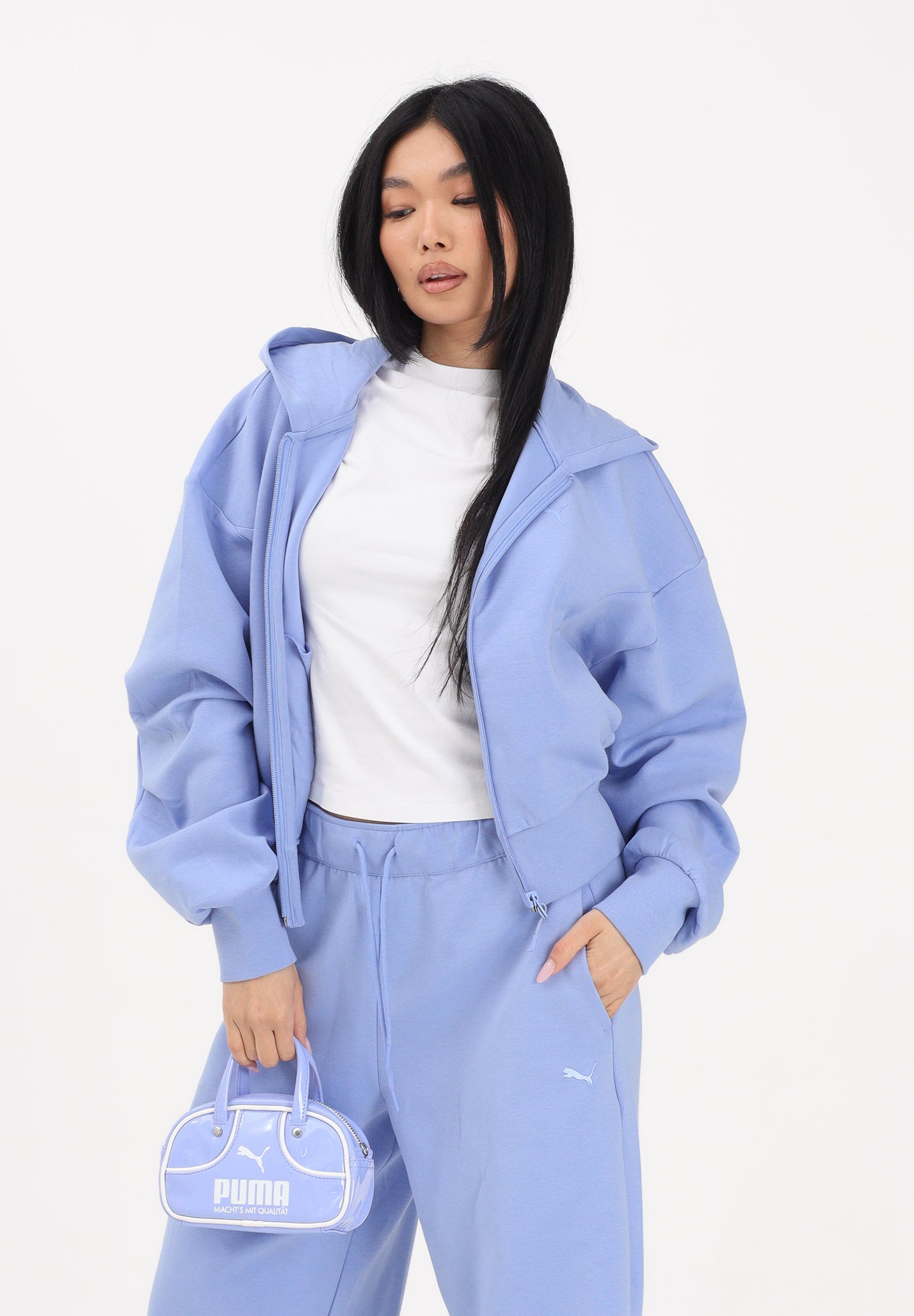 PUMA Felpa con zip PUMATECH SENSE azzurro polvere da donna 634571 60 PUMA 