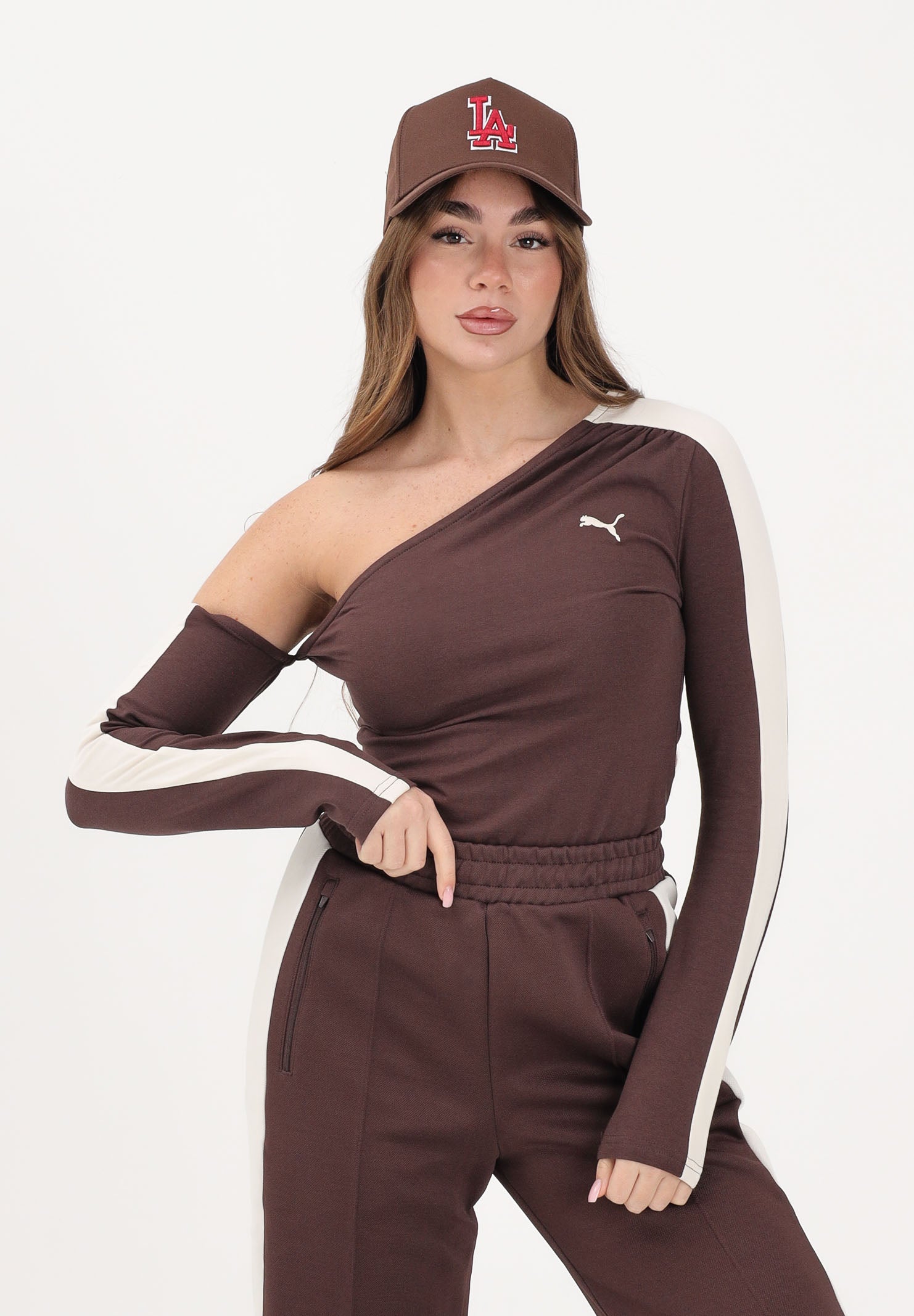 PUMA Top asimmetrico T7 marrone da donna 634623 13 PUMA 