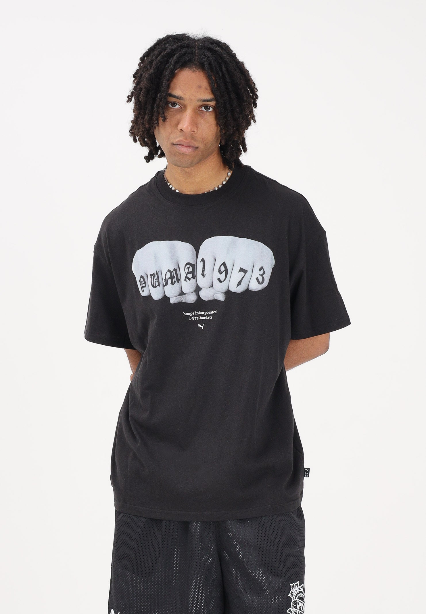 PUMA T-shirt a manica corta Swish and Ink nera da uomo 634658 01 PUMA 